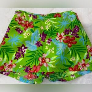 Catalina Swim Skirt Shorts Tropical Beach Floral Green Red Blue Small (4/6)